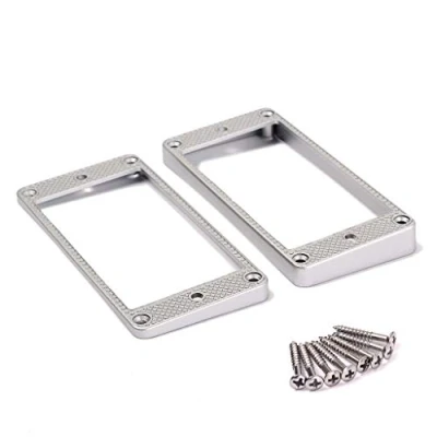 Imagen de Alnicov Juego de 2 anillos Humbucker con parte inferior curvada para accesorios guitarra Epiphone, color plateado