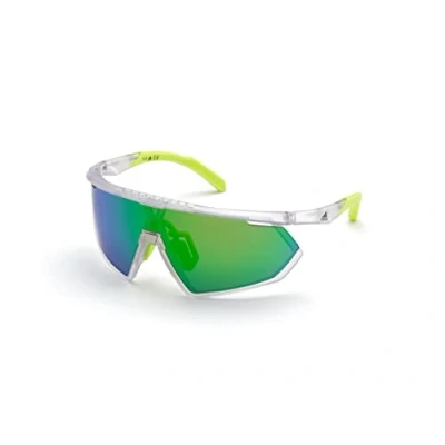 Imagen de adidas Sport Gafas de sol hombre SP0001 forma mascara, color cristal, lentes espejadas verde,con una segunda lente verde intercambiable