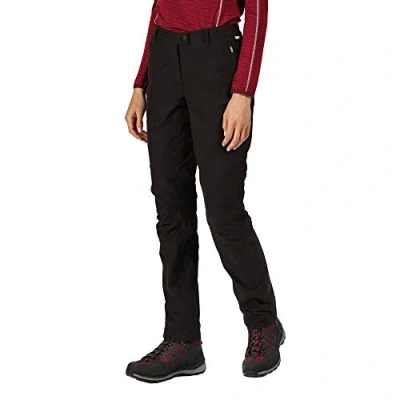 Imagen de Regatta Highton Winter Pantalón de Senderismo, Tejido protección UV, Forro Malla Abierta, Cintura parcialmente elástica y Varios Bolsillos Trousers, Mujer, Black, 14