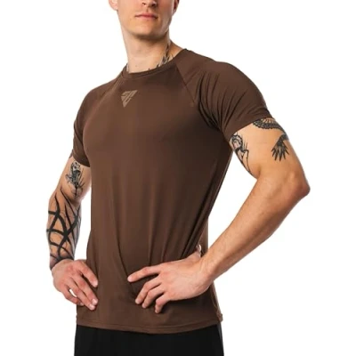 Imagen de Satire Gym camiseta de fitness para hombre, transpirable, deportiva manga corta, entrenamiento, culturismo, secado rápido, corte atlético, ropa
