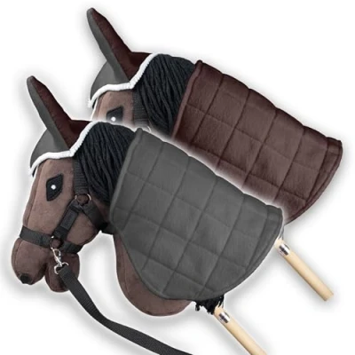 Imagen de SKIPPI Manta y Orejeras para Caballo Hobby Horse Gris Marrón, Accesorios, Reversible Antimoscas de Palo, Horsing