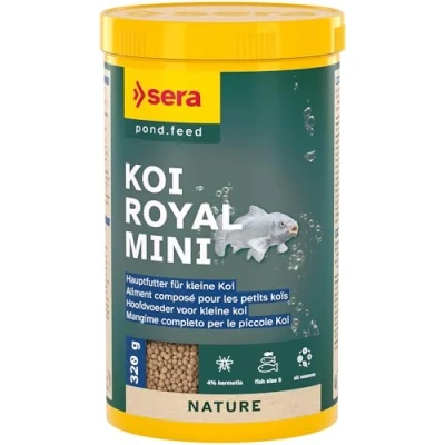 Imagen de Sera Alimento completo Koi Royal Mini (2 mm) para el desarrollo óptimo de peces hasta 12 cm, con prebióticos un mejor aprovechamiento del alimento, menor carga agua y menos algas