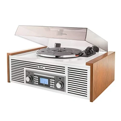 Imagen de Dual NR 7 Equipo de música estéreo con Tocadiscos (sintonizador FM, CD RW, MP3, USB, Bluetooth, Entrada Auxiliar), Color marrón