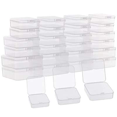 Imagen de BELLE VOUS Hermosa you, pequeñas cajas de plástico transparentes con tapa abatible (27 unidades), tamaño pequeño, mediano y grande, mini caja para píldoras, cuentas, joyas accesorios