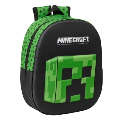 Imagen de MINECRAFT 3D Mochila Escolar, con Diseño 3D, Adaptable a Carro, Ideal para Niños de Diferentes Edades, Cómoda y Versátil, Calidad Resistencia, 27x10x33 cm