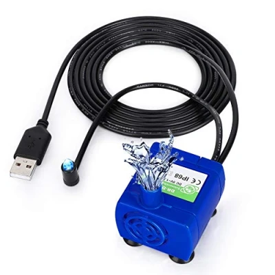 Imagen de Bomba de Fuente Agua Sumergible, Haofy Reemplazo 2.4L, para Mascotas con luz LED y Cable Alimentación 5,9ft, Ultra Silenciosa
