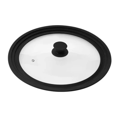 Imagen de bremermann Tapa de Cristal Universal con Borde Silicona, 30/32/34 cm, Grande (Negro)