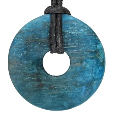 Imagen de Lebensquelle Plus Piedra preciosa de apatita, donut 30 mm diámetro, con cinta algodón, colgante Piedras preciosas, incluye cinta, preci, Cuarzo