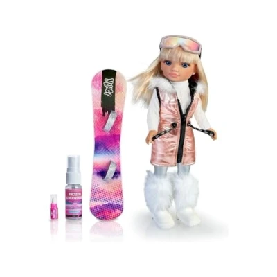 Imagen de Nancy Snow Fashion, un día en la Nieve, muñeca esquiadora de Pelo Rubio y mechas Rosas, una Tabla Snowboard Outfit Glam Plateado, con Accesorios complementos Invierno, Famosa (700017338)