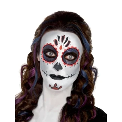 Imagen de Smiffys Kit de maquillaje para el día los muertos, con pinturas la cara, tatuaje facial, pegatinas gemas, creyones y aplicadores