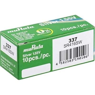 Imagen de Murata 248383 SR416SW PBWW Pila de botón (óxido Plata, 8,3 mAh, 1,55 V, 10 Unidades)