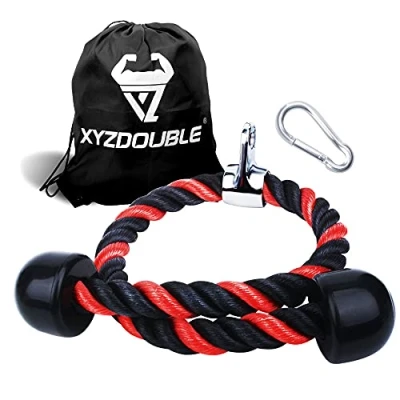 Imagen de XYZDOUBLE Cuerda tríceps Accesorio para Cable de tracción hacia Abajo con y bíceps Multi Gym Nylon Manijas Antideslizantes Dorsal, Biceps, Triceps, Gimnasio o Hogar Azul 90cm