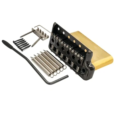 Imagen de Musiclily Ultra 52.5mm Sólido Latón Completo 6 Tornillos estilo PRS Tremolo Vibrato Strato Filo Cuchillo para Guitarra Eléctrica Style Strat, Negro