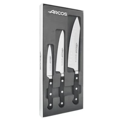 Imagen de Arcos Serie Opera Set Cuchillos de Cocina 3 piezas Acero Inoxidable Forjado NITRUM Mango POM Color negro