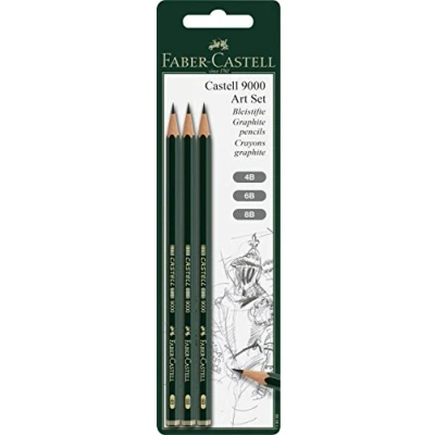 Imagen de Faber Castell 119099 Set de 3 lápices grafito 9000, 4B, 6B y 8B