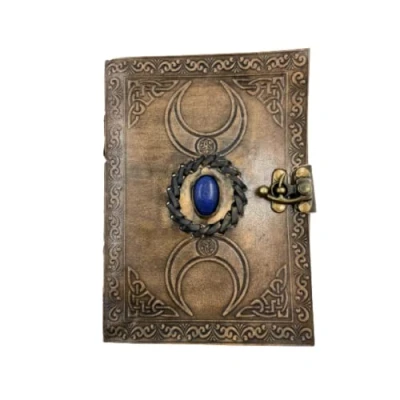 Imagen de OVERDOSE vintage Moon Stone Leather Journal cuero de papel con borde antiguo hecho a mano Cuaderno bocetos Diario dibujo Diseño 5&quot;x7&quot; pulgadas 12x17cm