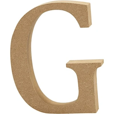 Imagen de Escultura decorativa con forma de letra &quot;A&quot;, en tablero densidad media, marrón, madera, 11 x 2 13 cm