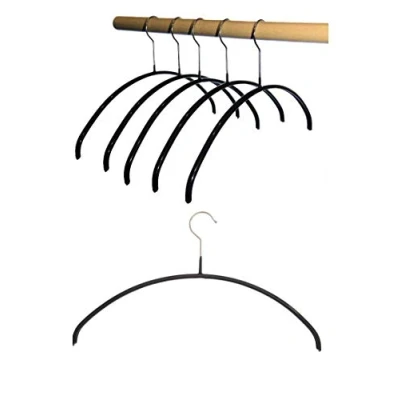 Imagen de Hagspiel 10 perchas de metal con revestimiento antideslizante, color negro, para mujer, longitud 40 cm