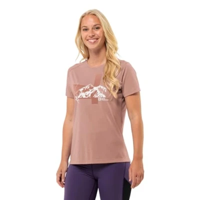 Imagen de Jack Wolfskin Vonnan S/S Graphic T W Camiseta, Rosa Dawn, M para Mujer