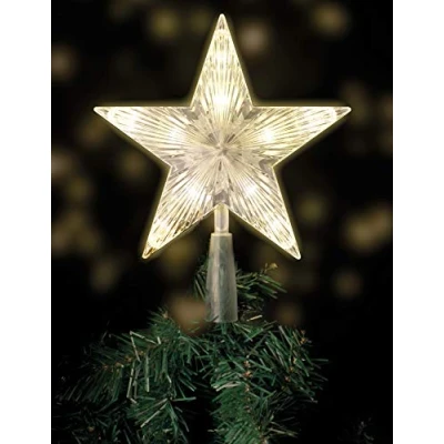 Imagen de Spetebo punta de árbol Navidad con 10 LED enchufe alimentación 18 x 22 cm iluminada en blanco cálido Árbol estrella