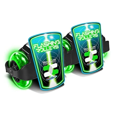 Imagen de Stamp Sas Patin À Roulette Avec Roues Lumineuses Skids Control Adjustable Flashing Roller, Liso, Color Green Blue Black White, Tailles 30 33 (JS123355L)