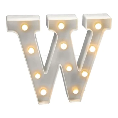 Imagen de Jandei letras led iluminadas, letra W con luz blanca cálida, luces decoración y ambiente, nocturna bodas, cumpleaños, escaparates, números (funcionan pilas)