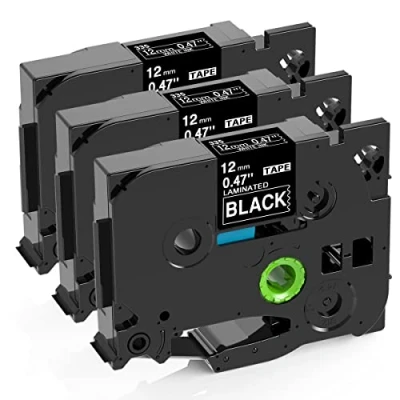 Imagen de Doruimi 3X 12mm Blanco sobre Negro Etiquetas Compatible con Brother P Touch TZe 335 TZe335 TZ TZ335 Cintas de Etiquetas, PT H100LB H110 H105 H200 D210 D400