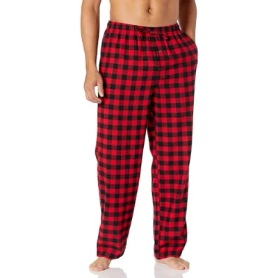 Imagen de Amazon Essentials Pantalón de pijama en franela (disponible tallas grandes y largos especiales) Hombre, Rojo Cuadros Vichy Grandes, XS