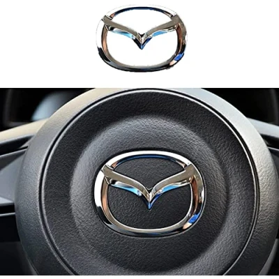 Imagen de Etiqueta Engomada Cubierta Volante del Coche, Ajuste Marco Logotipo Emblema, Accesorios Interiores Modificación Estilo, para Mazda 3 6 CX 5 9,Silver