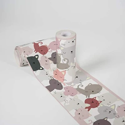 Imagen de Lovely Kids Cenefas Adhesivas Para Los Niños Little Cats 5.00 m x 0.155 Rosa Gris Blanco Fabricado en Alemania de A.S. Création 403741