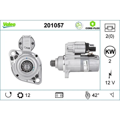 Imagen de VALEO 201057 Motor de arranque 12 2 VOLKSWAGEN: Touran I, Transporter 5 Bus, Passat B6 Berlina, SEAT: Leon II Hatchback, Altea, Altea XL