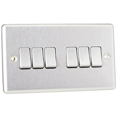 Imagen de Knightsbridge clav42bc 10 A 6 G 2 Way Interruptor de Placa Cromo Cepillado, Esquinas Redondeadas