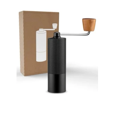 Imagen de Lambda Coffee® molinillo de café manual con mecanismo acero inoxidable, café, cono mango madera, ajuste preciso del grado molienda,molinillo
