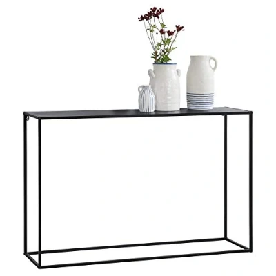 Imagen de [en.casa] Mesa Consola 74cm x 115cm 32cm Pequeña Estable Almacenamiento de Pared Negro Mate