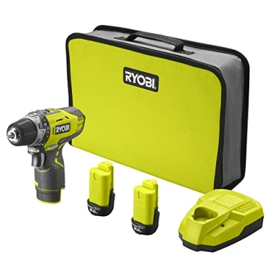 Imagen de RYOBI Taladro Atornillador 12V, 2 Velocidades, Par Máximo 30 Nm, 24 Posiciones Portabrocas 10mm LED Baterías de Litio 2,0 Ah 1 Cargador Se Entrega con Bolsa Transporte R12DD 220