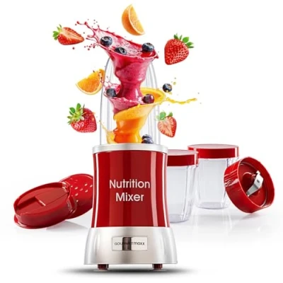 Imagen de GOURMETmaxx Batidora Nutritiva de vaso Con juego accesorios XXL 11 piezas recetas, para llevar y tapas conservación Robot cocina batidos, smoothies &amp; co.
