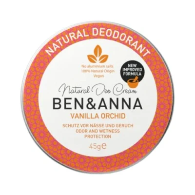 Imagen de BEN &amp; ANNA desodorante de vainilla Orchid, natural para hombre y mujer, crema contra la sudoración fuerte, vegano cosmética natural, sólido sin aluminio, 1 unidad