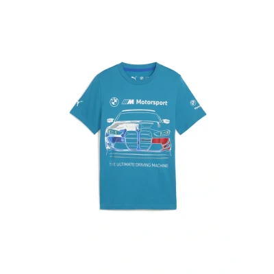 Imagen de Puma BMW MMS CAR Graphic TEE Camiseta estampada para niños, Talla: 5 6a (6), Tropical blue
