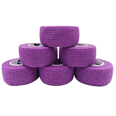 Imagen de PintoMed Venda Cohesiva Purpura 6 rollos x 2,5 cm 4,5 m autoadhesivo flexible vendaje, primeros auxilios, lesiones