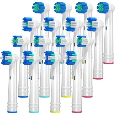 Imagen de REDTRON cabezales de repuesto compatibles con Oral B, 16 cepillo dientes eléctrico para Funciona Floss Action, Sensitive Clean, Precision 3D Whitening (Blanco)
