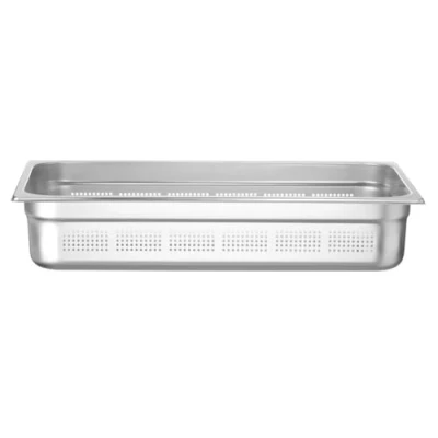 Imagen de HENDI Recipiente GN 1/1, con laterales y fondo perforados, contenedor GN, apilable, bordes lisos, resistente a temperaturas de 40 300C, 14L, altura: 100mm, acero inoxidable 18/10