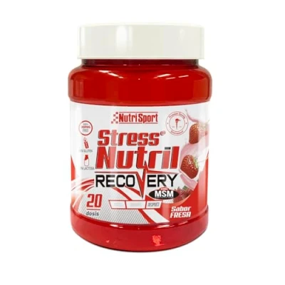 Imagen de NUTRISPORT StressNutril Batido Recuperador Bebida Post Entreno Complemento Alimenticio para Deportistas Reduce Fatiga, Antioxidante, Aumento Masa Muscular Sabor Fresa Bote de 800gr