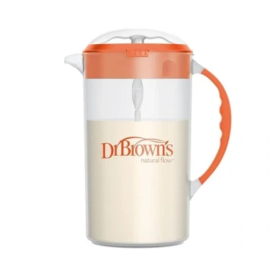 Imagen de Dr. Brown&#039;s Baby Formula Jarra mezcladora con tapón ajustable, tapa de bloqueo y boquilla antigoteo, naranja, sin BPA, 36 onzas, 1 paquete