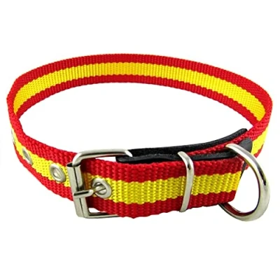 Imagen de Collar de Perro Bandera España Nailon 60 cms Liso para medianos Naylon. Resistente a tirones y climatología. 2,5cm Ancho.