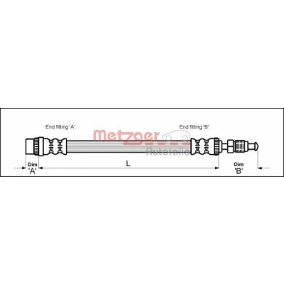 Imagen de METZGER 4114712 Latiguillos de Freno 472 M10 x 1 FIAT: Scudo I Furgón, Familiar, CITROËN: Evasion, Jumpy MPV, PEUGEOT: Expert 806