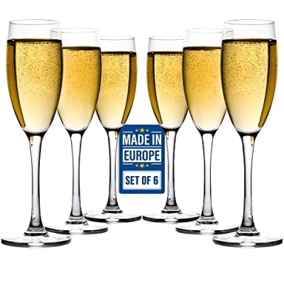 Imagen de CRYSTALIA Premium Calidad Copas Cava, Flauta Champán, Set 6, 1900 ml, 100% SIN PLOMO Copa de Champagne, Boda, Champan y Vino, Cava Cristal