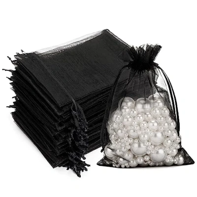 Imagen de G2PLUS 100 Piezas Bolsas de Organza Negro Lavanda 10x15CM Regalo para Boda Favores y Joyas Dulce