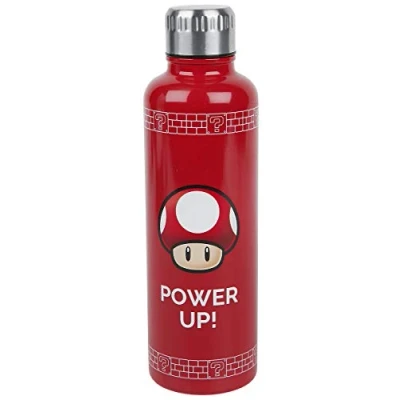Imagen de Botella de Agua Super Mario Champiñón Acero Inoxidable para Bebidas Calientes o Frías, Producto Oficial, 500ml