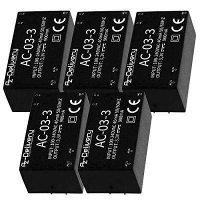 Imagen de AZDelivery 3 x 220V a 3.3V Fuente de alimentación Mini Compatible con Raspberry Pi E Book Incluido!