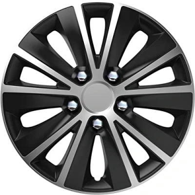 Imagen de Juego de 4 Tapacubos 16 Pulgadas Diseño Nebraska Nuts Chrome Silver, Acabados en Cromado y Negro ABS Resistente a Fuertes Impactos